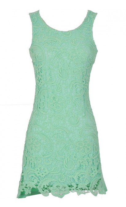 Lace Your Bets Dress in Mint